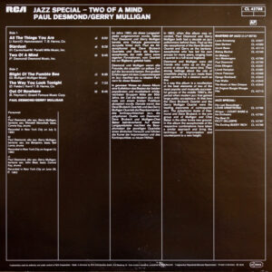 Paul Desmond / Gerry Mulligan <br> Two Of A Mind